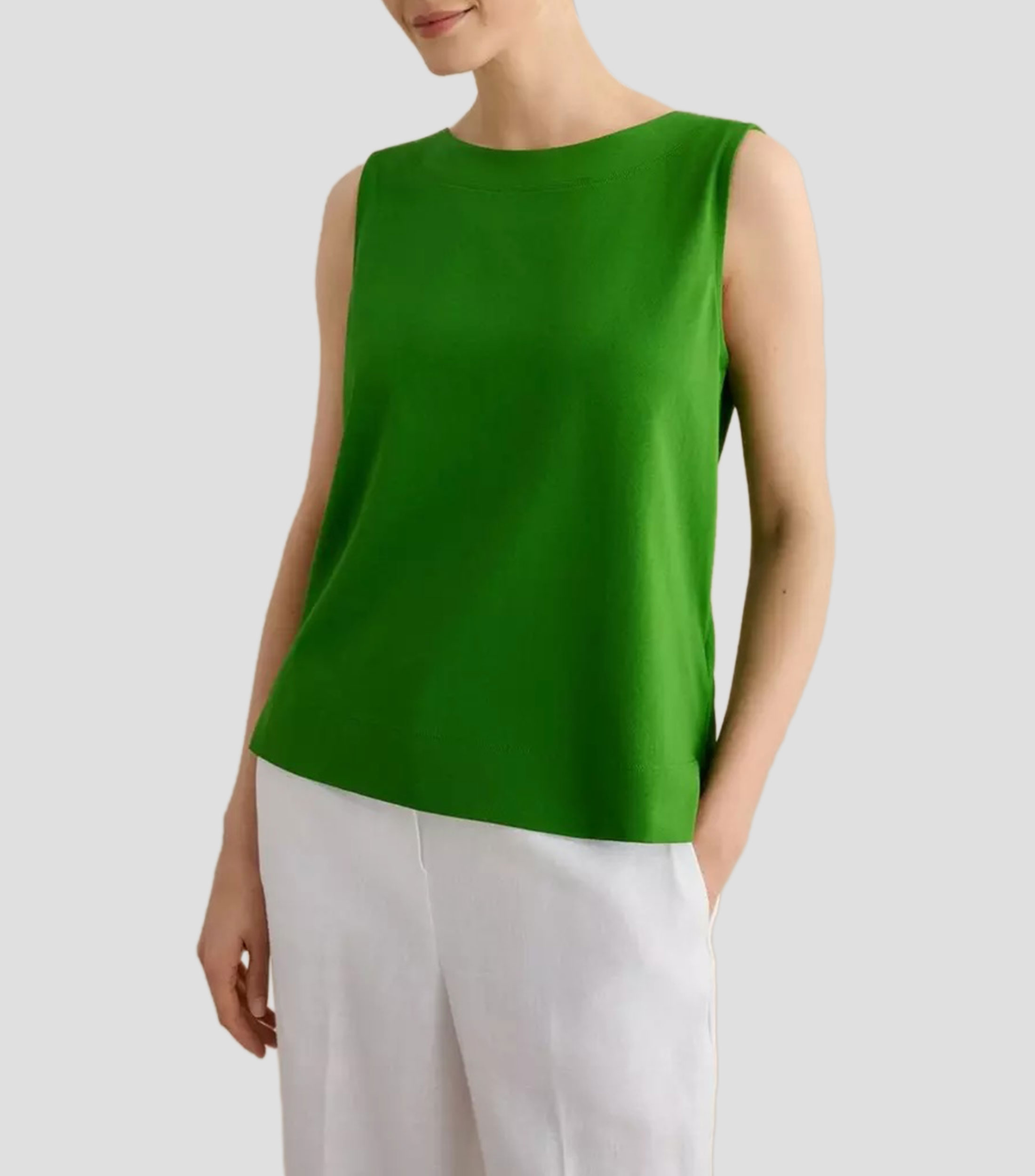 Blusa lisa sin mangas Mujer